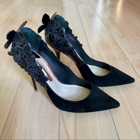 black butterfly heels